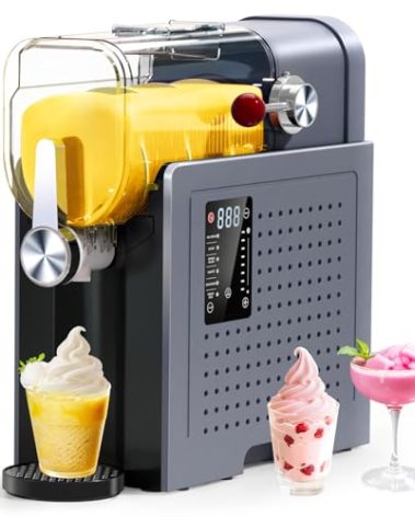 Slushy Machine for Home - 88oz Frozen Drink Maker, 2 In 1 Soft Serve Ice Cream & Slushie Machine with LED Display, No Ice Needed, 6 Preset Programs for Frozen Margaritas, Frappe, Smoothie, Milkshake