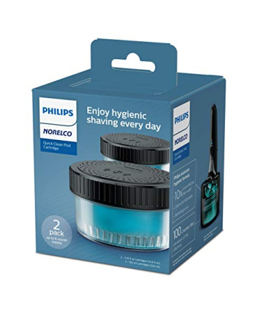 Norelco Philips Quick Clean Pod Cartridge, Easy Cleaning of Your Electric Shaver, Alcohol Free and Skin Friendly Formula, 2 Pack, Model CC12/52
