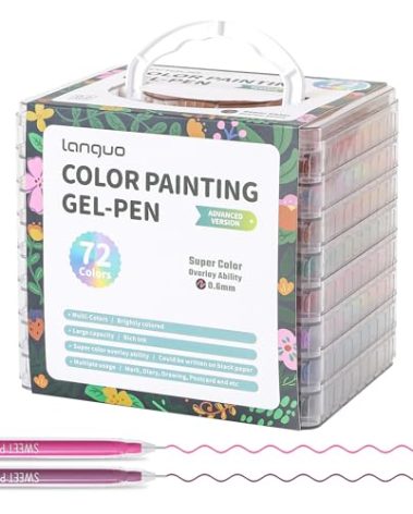 languo Gel Pens for Adult Coloring Books, 72 Colors Set Gel Colored Pens Marker, Perfect Gel Pens for Adult Drawing Doodling Journaling, Art Supplies and DIY Crafts