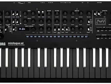 Korg minilogue xd 37-key Inverted Color Limited Edition Polyphonic Analog Synthesizer w/ 16-step Sequencer, 4 Voices and OLED Oscilloscope (MINILOGUEXDB)