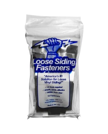 LOOSE SIDING FASTENERS Help Secure Loose Vinyl siding That Will not Lock Together or continually unlocks - Pack of 10 secures 6 ft of Loose siding, 20 Pack 12 ft, 30 Pack 18 ft, 40 Pack 24 ft