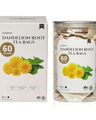 Lynginya Dandelion Root Tea, 60 Tea Bags - Premium Roasted Dandelion Root - Natural Herbal Tea - Rich Flavor - No Sugar & No Caffeine