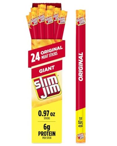Slim Jim Giant Smoked Meat Sticks, Original Flavor, 6g Protein Per Stick, 0.97 oz. (24 Count)