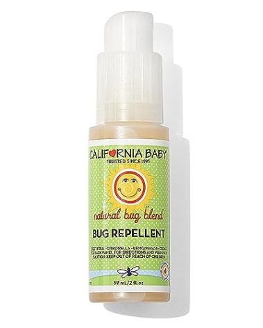 California Baby Natural Bug Repellent Spray | Citronella Bug Spray | DEET-Free | Repels Mosquitoes + Bugs | Allergy Friendly | Great Smell | Baby & Adult Insect Repellent Spray | 59 mL / 2 oz.