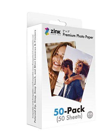 Zink 2"x3" Premium Instant Photo Paper (50 Pack) Compatible with Polaroid Snap, Snap Touch, Zip and Mint Cameras and Printers
