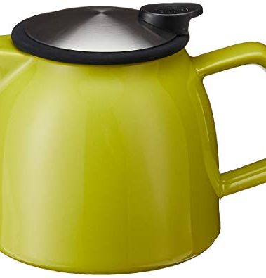 FORLIFE Bell Ceramic Teapot with Basket Infuser, 26-Ounce/770ml, Lime