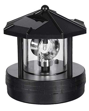 KOET Solar Lighthouse, LED Beacon Rotating Garden Lights, Outdoor Smoke Tower Lamp with 2 Solar Panels for Lawn Patio Yard Landscape Lighting Decorative