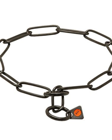 Herm Sprenger Black Stainless Steel Chain Collar with Long Links, 22 Inches Overall Length, 3 mm Wire Gauge