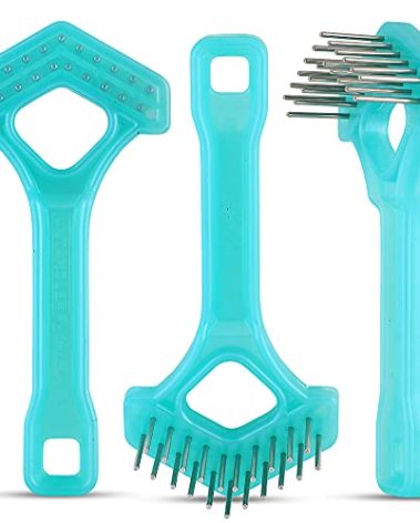 Mini-Rake V-Shaped with 1" Long Double-Row Rotating Teeth (AquaBlue)