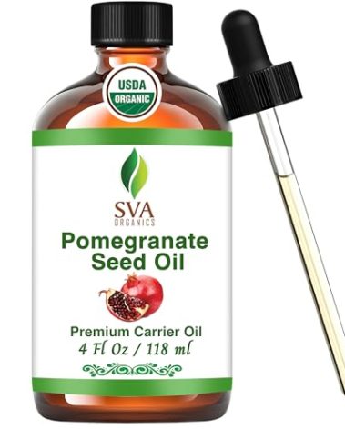 SVA Pomegranate Seed Organic - 4 Fl Oz – 100% Natural Cold Pressed Organic Pomegranate Oil - for Face, Skin Care, Hair Care, Scalp Massage & Body Massage – Carrier Oil with Dropper