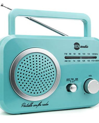 Radio Teal/Silver Premium Home Vintage Portable Retro Radio Classic AM/FM Radio with Built in Speakers + Headphone Jack