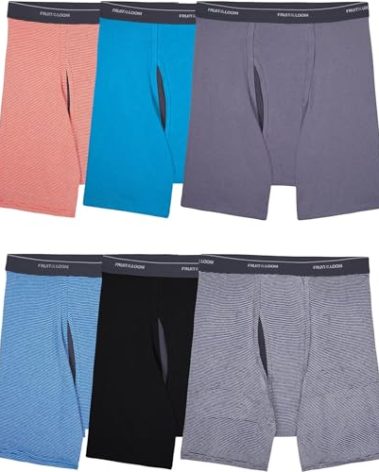 Fruit of the Loom mens Coolzone (Assorted Colors) Boxer Briefs, 6 Pack - Stripe/Solid, XX-Large US