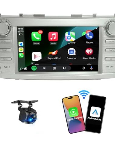 4GB+64GB Car Radio for Toyọta Caṃry 2006-2011,8”Touchscreen Car Stereo with Wireless Carplay/Android Auto,AM/FM, Android 13 Camry Radio with AHD Backup Camera,Type-c PD fast Charging(Not for JBL Host)