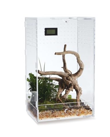 WBHONGHUI Acrylic Clear Reptile Habitat Enclosure Terrarium with Latch ，Perfect for Amphibians and Invertebrates Such as Spiders, Frogs, etc, Large Size, Horizontal or Vertical Style