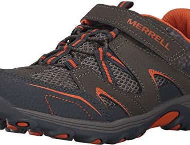 Merrell Trail Chaser Hiking Sneaker, Gunsmoke/Orange, 6 Wide US Unisex Big_Kid