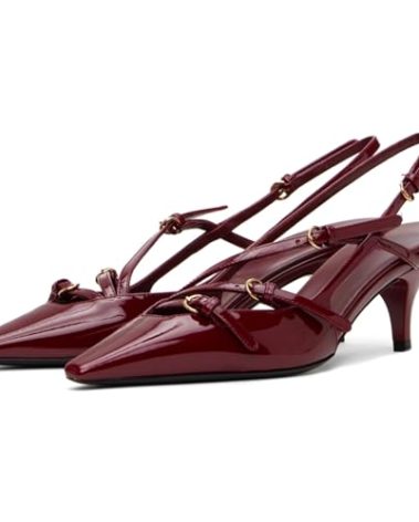 CORNMOOD Slingabck Kitten Heels for Women Pointed Toe Pumps Stiletto Heel with Buckle Strap Pump Shoes Sexy Striptease Womens Sling Back Heeled Sandals