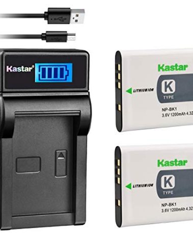 Kastar Battery (X2) & LCD USB Charger for NP-BK1, NPBK1 and Cybershot DSC-W180, DSC-W190, DSC-W370, DSC-S750, DSC-S780, DSC-S950, DSC-S980, Webbie MHS-CM1 HD, MHS-PM1, MHS-PM5, Bloggie MHS-CM5