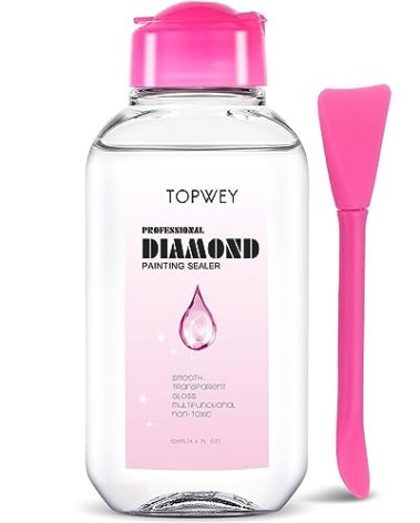 Diamond Painting Sealer, Topwey Diamond Painting Adhesive with Applicator Helps retain Your Diamond Sparkle, Also Applicable to Puzzles for Adults (125 ML 4.4 Fl Oz)