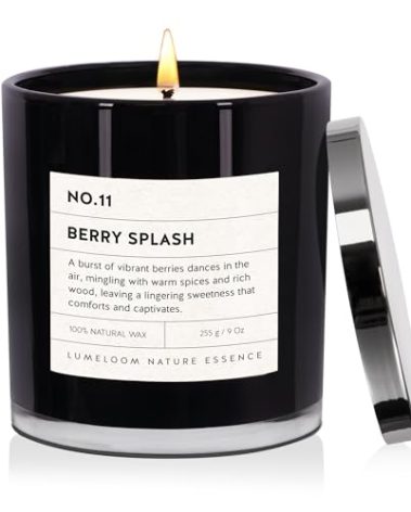 LUMELOOM Berry Splash Luxury Scented Candles, 9oz Soy Wax Candles for Home Scented, BlackBerry, Boysenberry & Woods Scent, Long Burning Time, Gifts for Women, Friends, Men, Sister, Mom, Teacher
