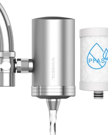 WINGSOL WINGSOL Stainless Steel Water Filter for Sink Faucet, NSF/ANSI 42 & 53, 360° Rotating Tap Purifier Reduces PFAS, Lead, Chlorine & Microplastics, 350 Gallons Long-Lasting for Kitchen & Bathroom
