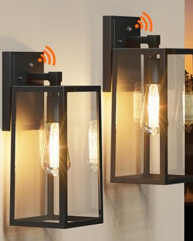 PARTPHONER Dusk to Dawn Outdoor Light Fixtures Wall Mount, Sensor Porch Lights, Anti-Rust Exterior Wall Sconce Lighting Lamp, Waterproof Wall Lantern for Doorway, Garage, 2-Pack