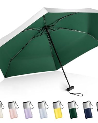 LEAGERA Mini Umbrella For Purse - UPF 50+ UV Blocker Sun Protection Umbrella, Small Micro Travel Parasol Design for Women, Dark Green