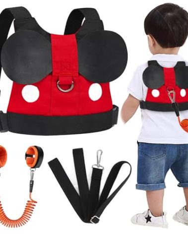 Accmor Toddler Leash Harness, Child Harness Baby Leash + Anti-Lost Wrist Link, Cute Kids Harness with Walking Assistant Strap Belt Tether for 1-5 Years Boys and Girls to Zoo or Mall