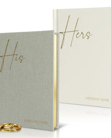 Elegant Linen Wedding Vow Books With Gold Foil Lettering - Perfectly Sized His and Hers Vow Books With Plenty Of Pages To Write Whatever is on Your Heart - A Beautiful Addition For The Wedding Day