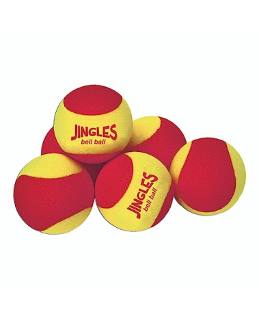 Oncourt Offcourt Tennis Jingles Bell Set of 6 Balls - Softball Sized Foam Balls/Make Noise Upon Contact/Designed for Blind and Youth Players