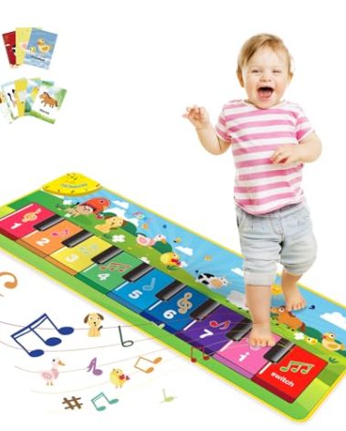 FOKI Floor Piano Mat for Toddlers, Baby Kid Sensory Educational Dancing Keyboard Carpet Animal Sounds Blanket Touch Playmat Musical Mats Birthday Toddler Toys for 1 2 3 4 5 Year Old Boy Girl Gifts
