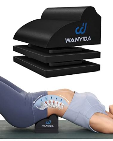 WANYIDA Lumbar Orthotic Traction Roll Device, Lower Back Stretcher for Pain relief, Back Traction for Lumbar Decompression, 3 Height Adjustable Lumbar Stretcher, Chiropractic