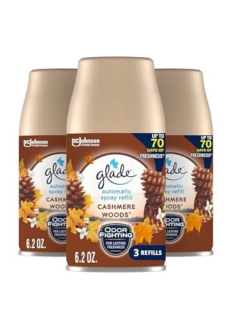 Glade Automatic Spray Refill, Air Freshener for Home and Bathroom, Cashmere Woods, 6.2 Oz, 3 Count