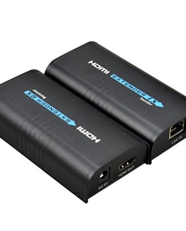 Mirabox HDMI Extender 400ft(120m),1 to Many Over IP LAN Switch,1080P@60Hz Full HD Video and Audio by Single Cat5 Cat5e Cat6 Cat6e Cat7 Cable,Transmitter and Receiver