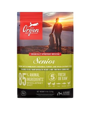 ORIJEN Grain Free High Protein Dry Dog Food Senior Recipe 13lb Bag