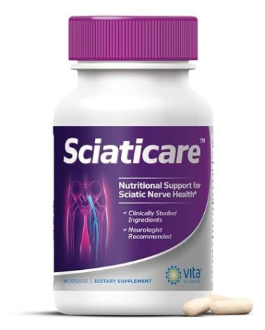Vita Sciences Sciaticare Nerve Soothing Supplement Vitamins with Natural R-ALA Form 40X Strength, NOT Synthetic Alpha Lipoic Acid (ALA) - Lower Lumbar Sciatic, Hip, Thigh, Leg, Foot