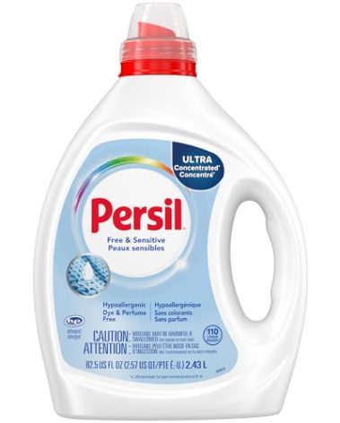 Persil Free & Sensitive Liquid Laundry Detergent, Unscented and Hypoallergenic for Sensitive Skin, 2X Concentrated, 82.5 fl oz, 110 Loads