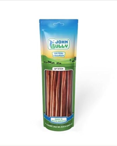 john bully Collagen Stick 12" 5PK, The Best Option for Your Dog, 100% Natural, Rich in Protein, Highly Digestible, Gluten Free,Premium Grade Quality,Odor Free The Real Collagen