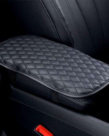 ESKONKE Car Center Console Cover PU Leather Auto Armrest Cover - Scratch Resistant/Wear-Resistant/Waterproof Universal Car Armrest Storage Box Interior Accessories (Black)