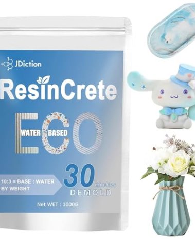 JDiction ResinCrete, 1000G Water-Based Eco-Friendly Formula, 20-30 Minutes Demold Fast Curing Eco Casting for Beginners, Mineral Casting Powder, Easy Mix for DIY Home Art