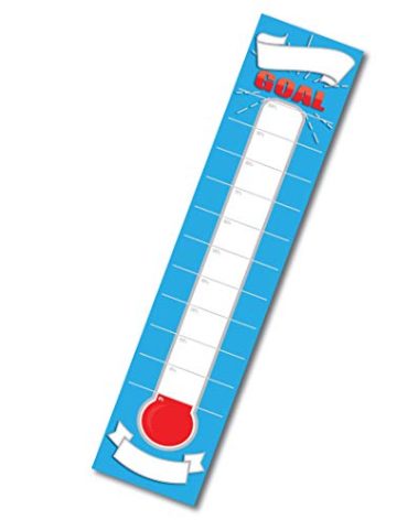 Dry Erase Goal Setting Fundraising Thermometer Chart Blue Goal Chart Temperature Poster for Office Classroom or Kids