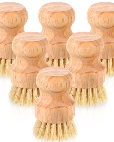 Nuenen 40 Packs Bamboo Dish Scrub Brushes Wooden Scrubbers Set Kitchen Dishwashing Scrubber with Natural Sisal Bristles for Iron Pot Pan Sink
