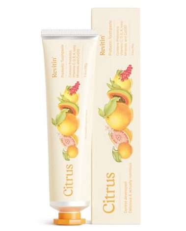 Revitin Toothpaste | Fluoride-Free Prebiotic Citrus Tooth Gel | No SLS, Gluten Free, Dye Free, GMO Free, No Sweeteners | Non-Toxic, Kid Approved