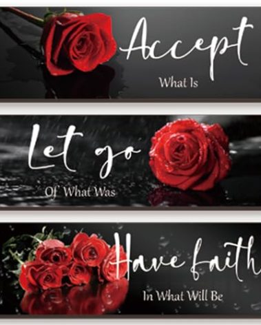 3 Pcs Red Decor Flower Inspirational Wooden Wall Art Red Roses Office Wall Decor with Accept Let Go Have Faith Positive Quotes for Girl Women Bathroom Living Room Bedroom(Red Rose12 x 4 Inch)
