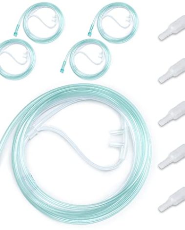 10PCS Adult Soft Nasal Cannula, 7 FT Nasal Tubing for Oxygen, Included 5PCS Nasal Cannula Oxygen Tubing and 5PCS Tubing Connectors - Standard Connector