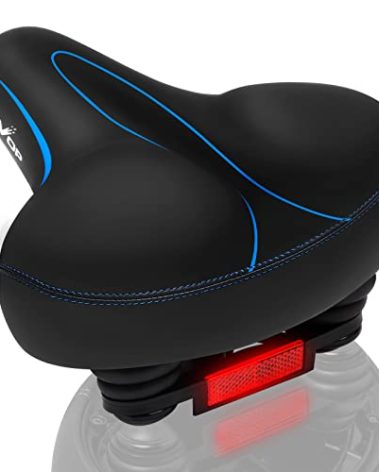 Oversized Bike Seat, Wide Bicycle Seat for Women Men Comfort, Universal Waterproof Bike Saddle Replacement with Safety Reflective Strip for Peloton, Exercise Bikes, Cruiser, City Bikes