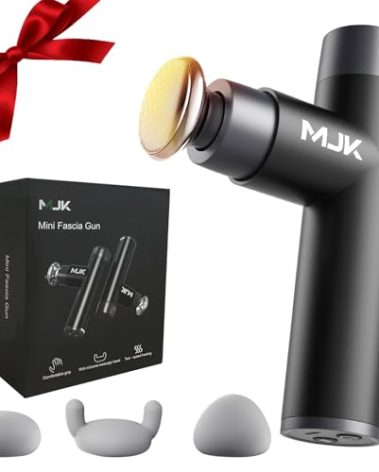 Mini Massage Gun, Percussion Deep Tissues Muscle with Heat, Portable Full-Metal Massage Gun with 3 Interchangeable Heads | 4 Speeds | Compact Sports Massager Helps Relieve Sore Muscles and Stiffness