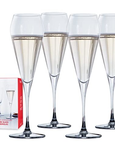 Spiegelau Willsberger Champagne Wine Glasses, Set of 4, European-Made Lead-Free Crystal, Classic Stemmed, Dishwasher Safe, Professional Quality Wine Glass Gift Set, 8.5 oz