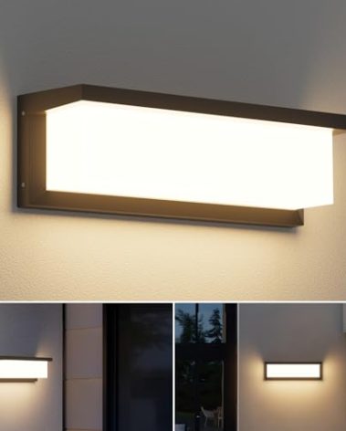 Coinmit Modern Outdoor LED Wall Light Fixture, 36W LED Black Porch Light Waterproof Anti-Rust Aluminum Acrylic Outdoor Wall Lanterns for House Front Porch Garage Garden