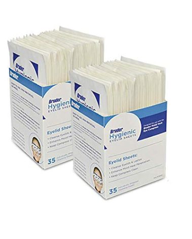 Bruder Hygienic Eyelid Sheets Micro Fine Individually Wrapped Untreated Sheets 35 Count Box (Pack of 2)
