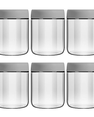 EONJOE 6-Pack 16oz Glass Jars with Lids for Food Storage Meal Prep Airtight